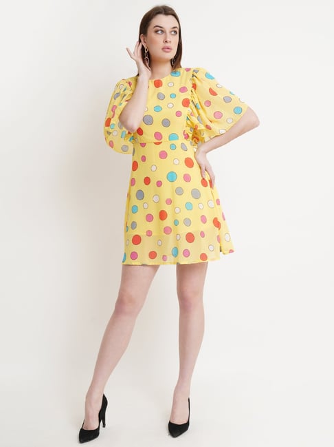 DODO & MOA Yellow Printed A-Line Dress-picture-27