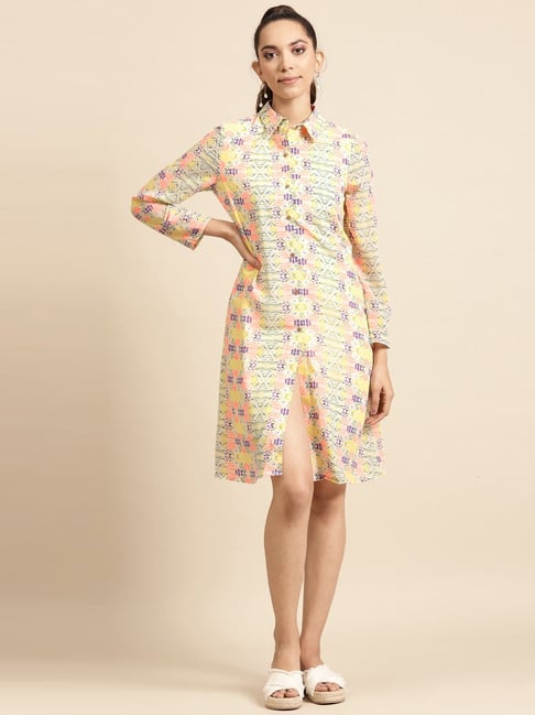 DODO & MOA Beige Printed Shirt Dress-picture-11