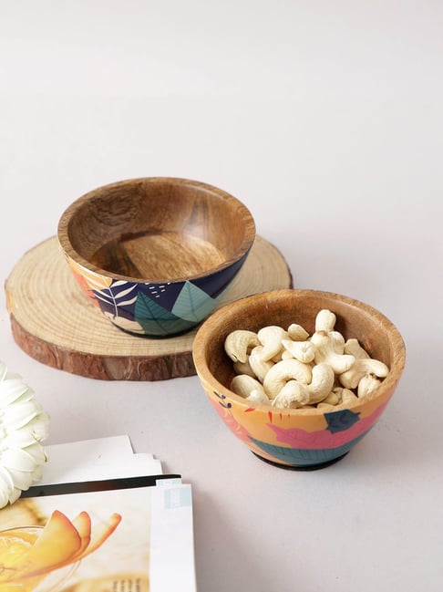 Aapno Rajasthan Multicolor Wood Serving Bowl - Set of 2-picture-19