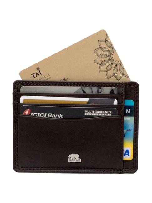 BROWN BEAR Brown Genuine Leather RFID Blocking Slim Card Holder for Men