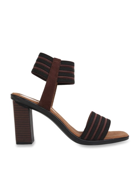 Brown Textured Heel Sandals - Selling Fast at Pantaloons.com