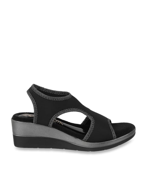 Catwalk Women's Black Ankle Strap Wedges-picture-37