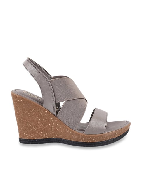 Catwalk Women s Grey Cross Strap Wedges