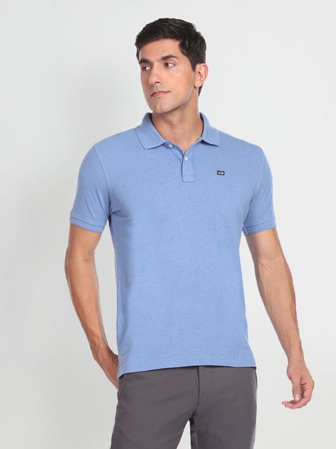 Arrow Sport Blue Cotton Regular Fit Polo T-Shirt