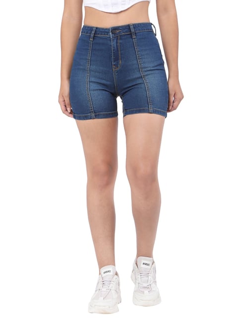 RECAP Blue High Rise Shorts-picture-11