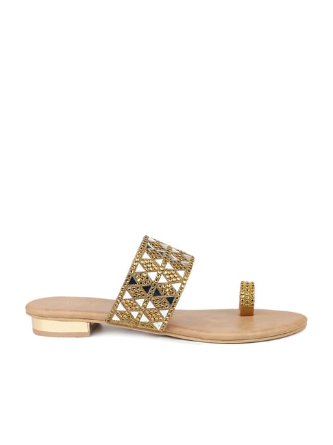 Buy Inc.5 Embellished Gold Sandals Online