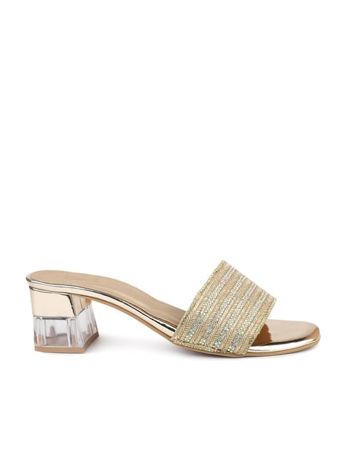 Golden block heel online sandals