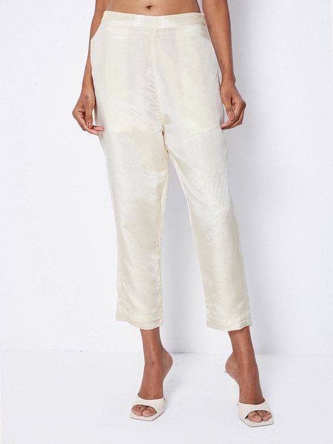 White Cigarette Pants Women's Summer Thin Ankle-Length Suit Pant Women's  Straight Loose Business Suit Pants