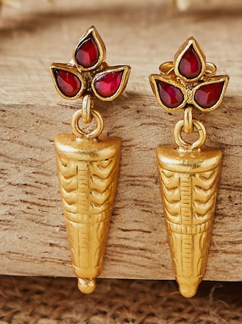 Buy FabNu Gold Plated Ceramic Dangler Earrings for Women Online at Fabindia  | 20028296