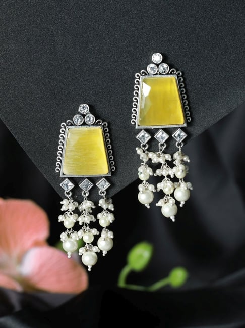 Buy Yellow Stone Studs | 92.5 Gold Plated Stone Earrings Online – The  Amethyst Store
