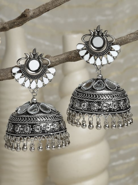 Oxidized German Silver Light Weight Jhumki Earrings for Women - Etsy