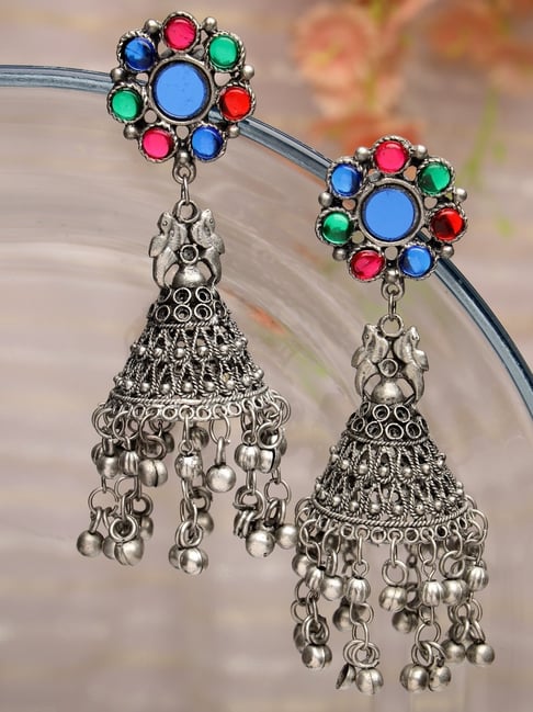 Buy Crunchy Fashion Gold-plated Handmade Pink Stone Mirror Work Jhumka Earring  Online at Best Prices in India - JioMart.