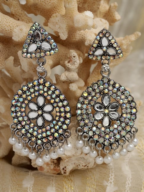 Buy Silver Plated Beads Oxidised Dangler Earrings by Noor Online at Aza  Fashions.