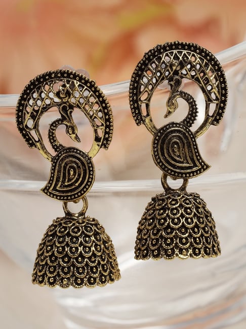 Peacock shaped gold on sale earrings