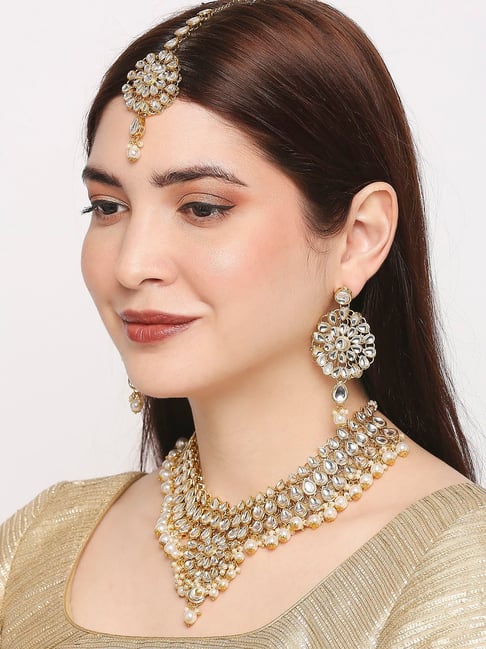 Gold jadau set with on sale price