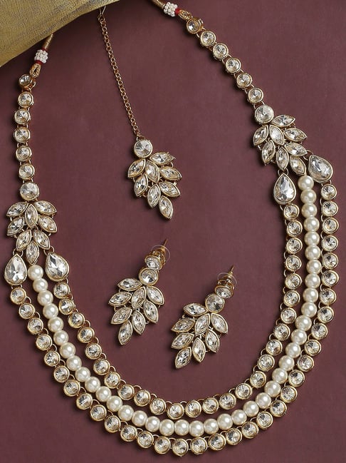 Buy Kundan Khakho Moti Mala w/ Earrings - Yashti Jewelers