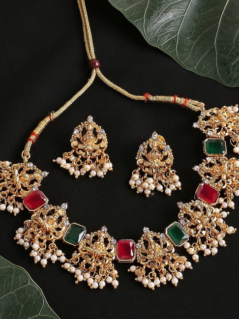 Green Palakka One Gram Gold Jhumka with Ruby Red Stones MG-1060 - Mahitham  Jewellery