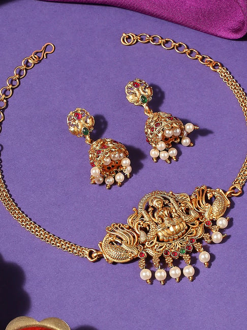The Avahati Silver Lakshmi Pendant Set - Buy Antique Temple silver jewellery  online — KO Jewellery