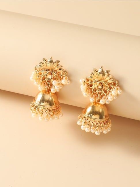 Buy One Gram Gold Plated Ruby Jhumka Design Gold Earrings