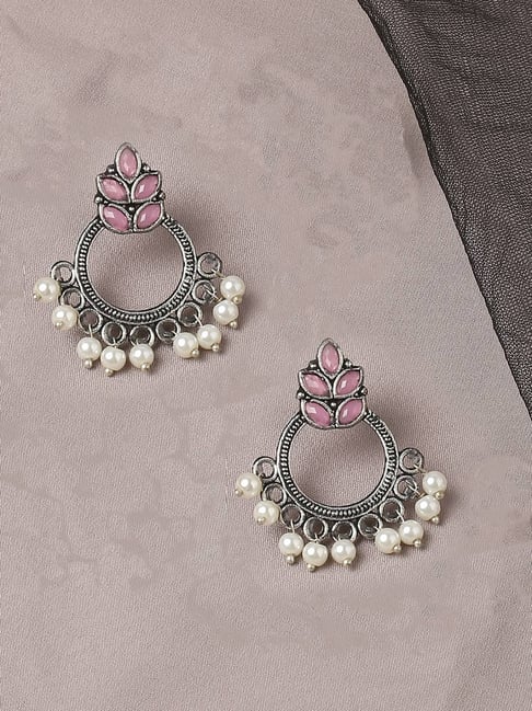 Fashion :: Earrings :: Priyaasi Grey Kundan Jewellery Set for Women with  Maangtikka & Jhumka Earrings | Gold-Color| Beaded Floral Pattern | Elegant  Kundan Jewellery Set for Women | Fancy Wedding & Festive Jewellery