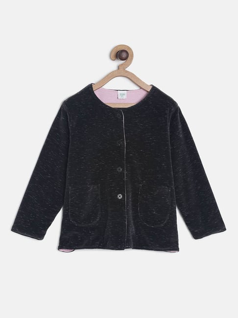 MINIKLUB Kids Black Textured Full Sleeves Jacket