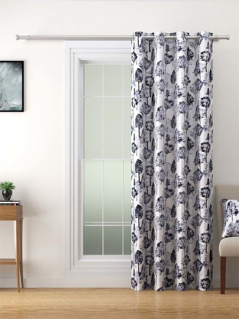 Swayam OMEGA Black & White Polyester 180 TC 330 GSM Door Curtain