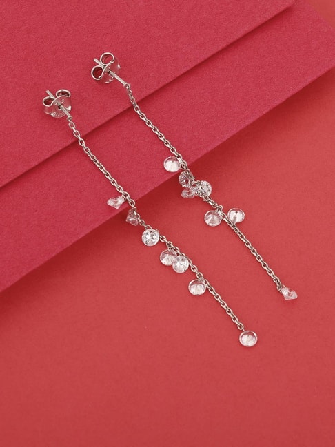 Buy Zavya 925 Silver RhodiumPlated Tied Chain Dangle Earrings Online At  Best Price  Tata CLiQ