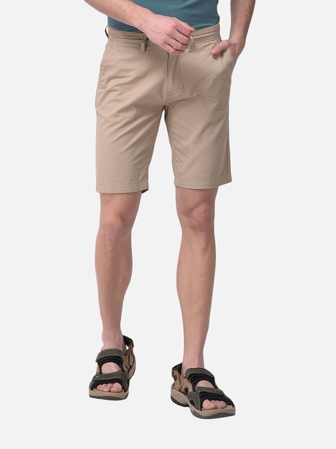 Woodland Beige Cotton Regular Fit Shorts-picture-18