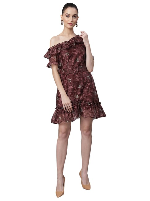 Global Republic Wine Floral Print A Line Dress-picture-44