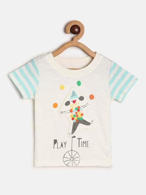 miniklub kids beige printed t-shirt