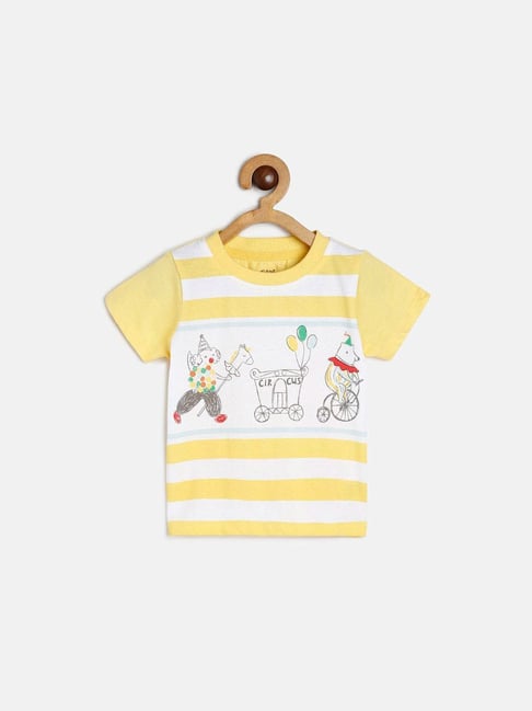 miniklub kids yellow & white printed t-shirt