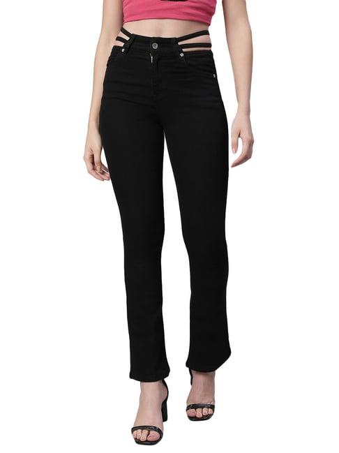 Global Republic Black Regular Fit Mid Rise Stretchable Jeans