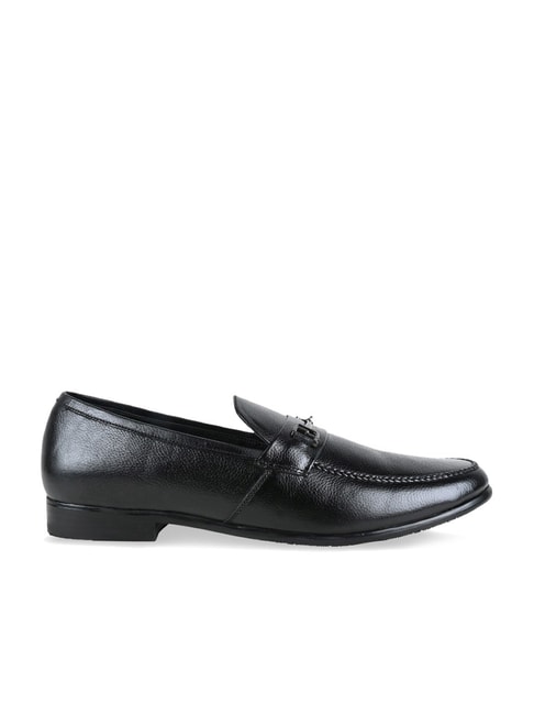 Black SlipOn Formal shoes with Perforated Leather Upper  Egleshoes