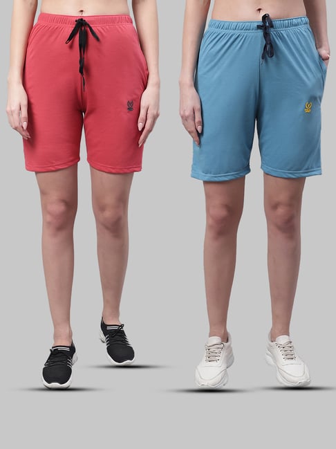 Vimal Jonney Pink & Blue Cotton Sports Shorts - Pack of 2-picture-20
