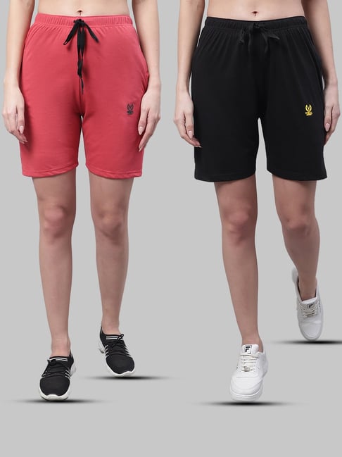 Vimal Jonney Pink & Black Cotton Sports Shorts - Pack of 2-picture-11