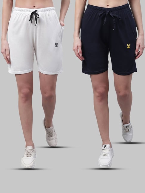 Vimal Jonney White & Navy Cotton Sports Shorts - Pack of 2-picture-37