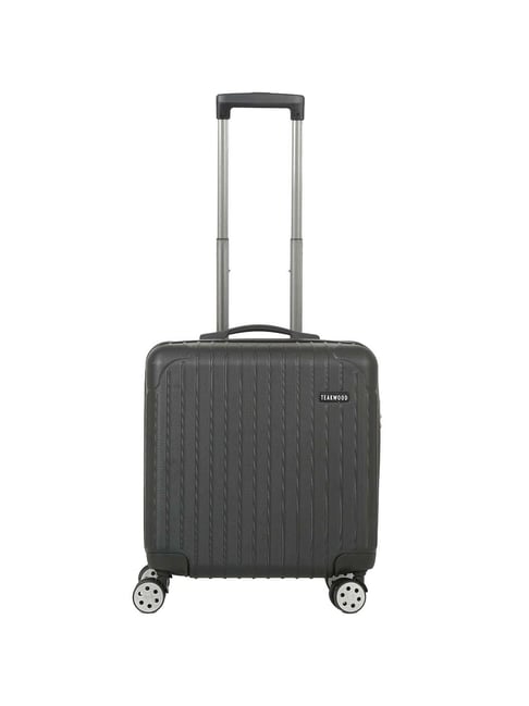 Buy Teakwood Leathers Black Textured Hard Small Trolley Bag 36