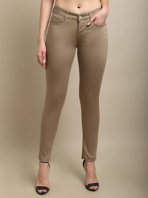 Buy Beige Solid Trousers Online  W for Woman