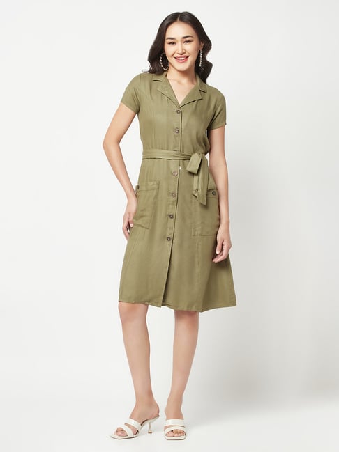 Olive button cheap down dress