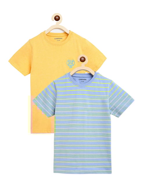Campana Kids Blue & Yellow Striped T-Shirt (Pack Of 2)-picture-36