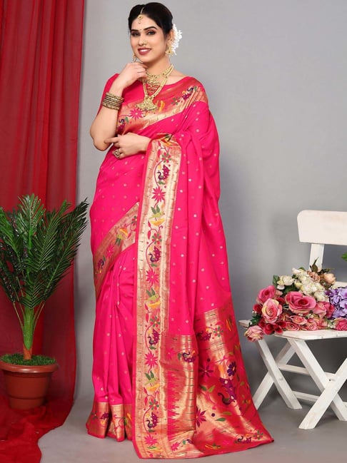 Beautiful Designer Rani Pink Georgette Silk Saree With Unstitched Blouse  Piece for Women Customization Available - Etsy