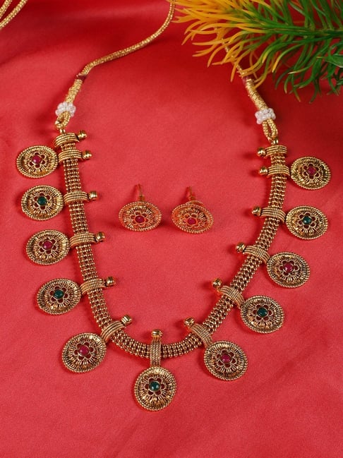 Ruby stone necklace set sale online shopping