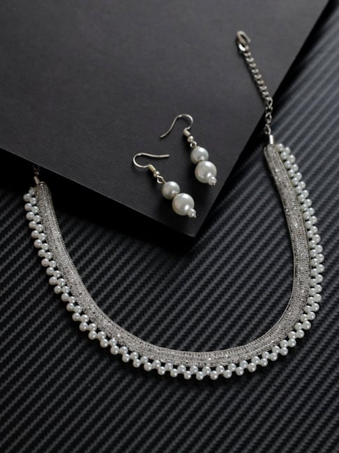 3PCS bridal pearl necklace earrings set | SHEIN USA