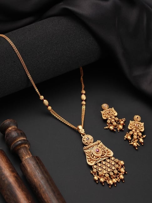 Buy Jalari Jadau Gold Plated Silver Long Necklace | Paksha - Paksha India