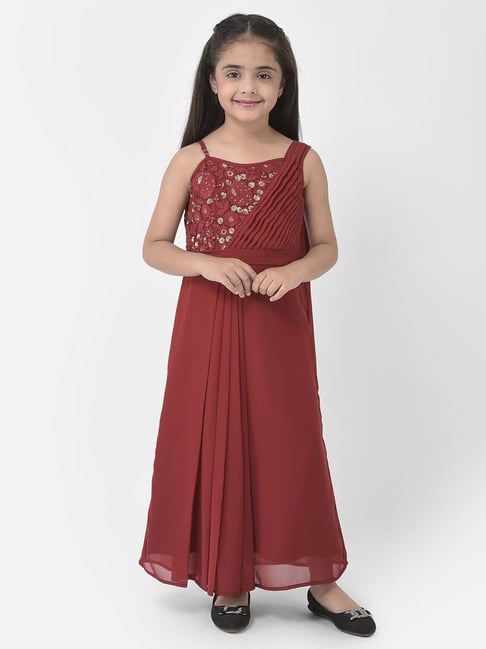Buy Eavan Kids Red Embellished Maxi Dress for Girls Clothing
