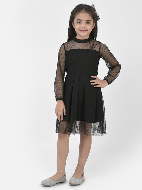 Girls Uniform Short Sleeve Ponte Knit Skater Dress | The Children's Place -  BLACK
