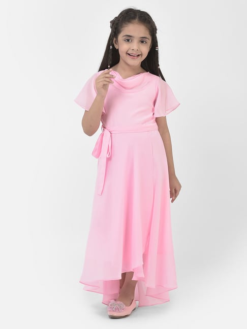 Ripening Baby-Girl's Satin/Net Maxi Pink Kids Gown Birthday Party Dresses  for_1-2Year : Amazon.in: Fashion