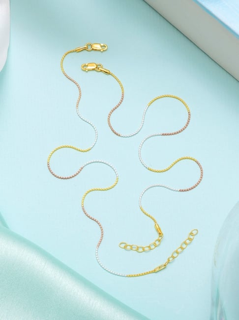 Zavya Triple Tone Classic 92.5 Sterling Silver Rope Chain Anklet - Set of 2-picture-24