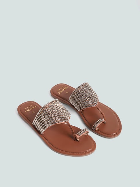 Buy LUNA BLU by Westside Brown Beaded Sandals For Women Online At Tata CLiQ