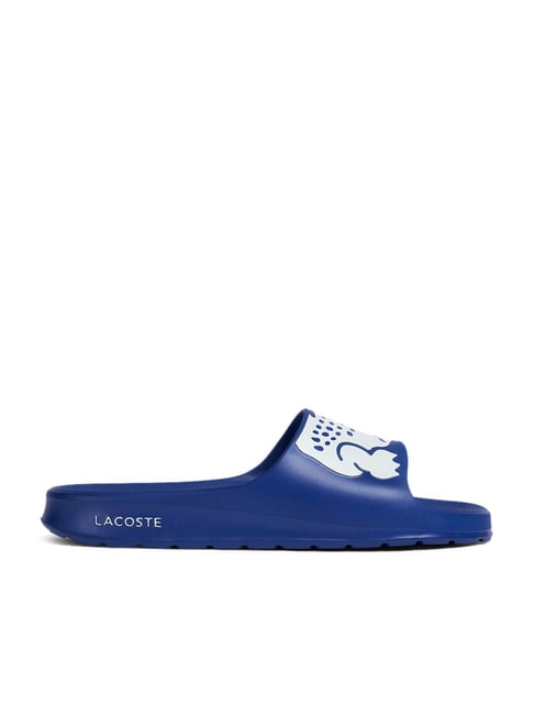 Lacoste Men's Croco Blue Slides